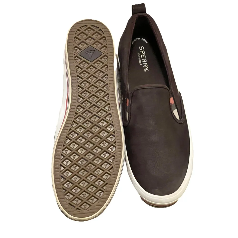 Sperry Women’s Slip-On Loafers Size 11 Brown Leather Memory Foam Comfort Shoes